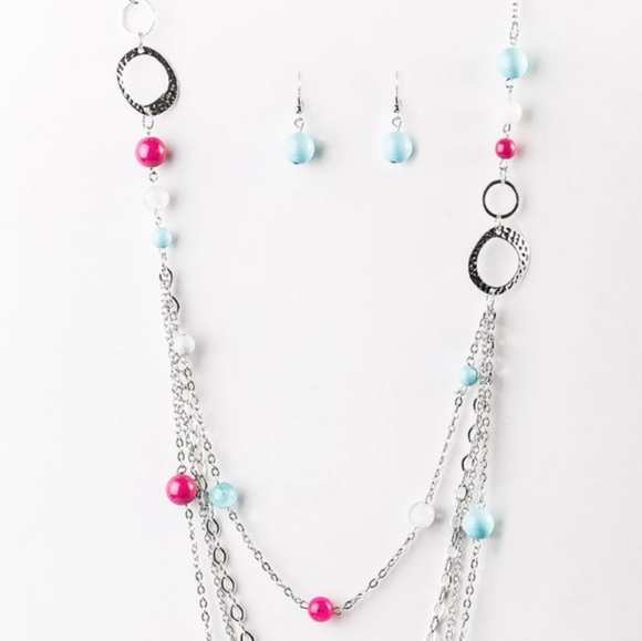 "Rainbow Radiance"-Multi Colored Bead Necklace Set - Picture 3 of 4